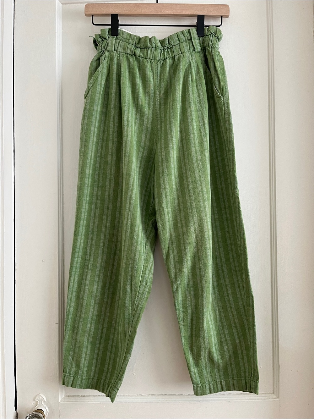 Ace & Jig Hughes Pants in Palm Green Stripe Size XS Pull on 100% Cotton Pant - Picture 2 of 13